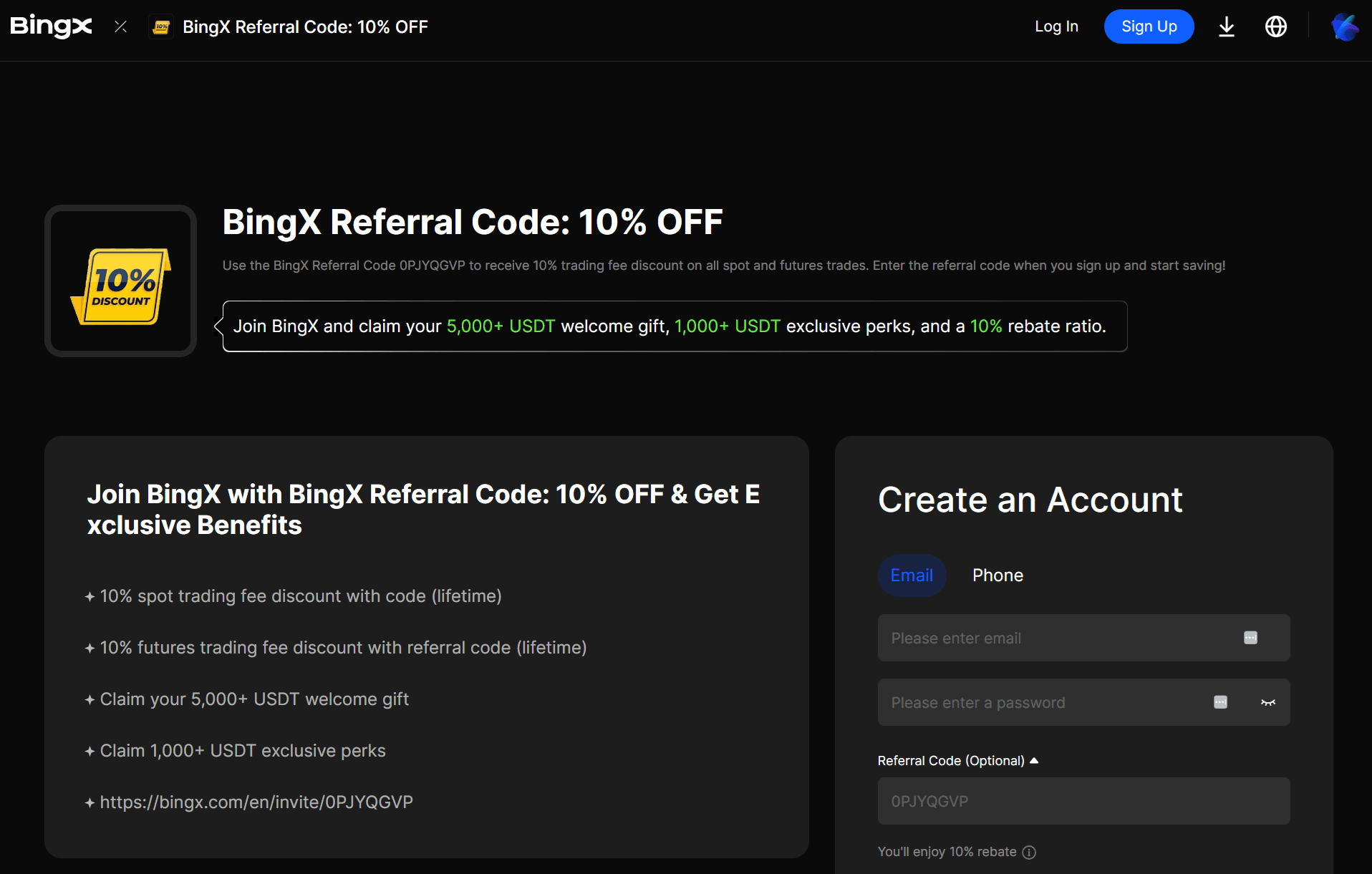 Κωδικός παραπομπής BingX 0PJYQGVP με μπόνους