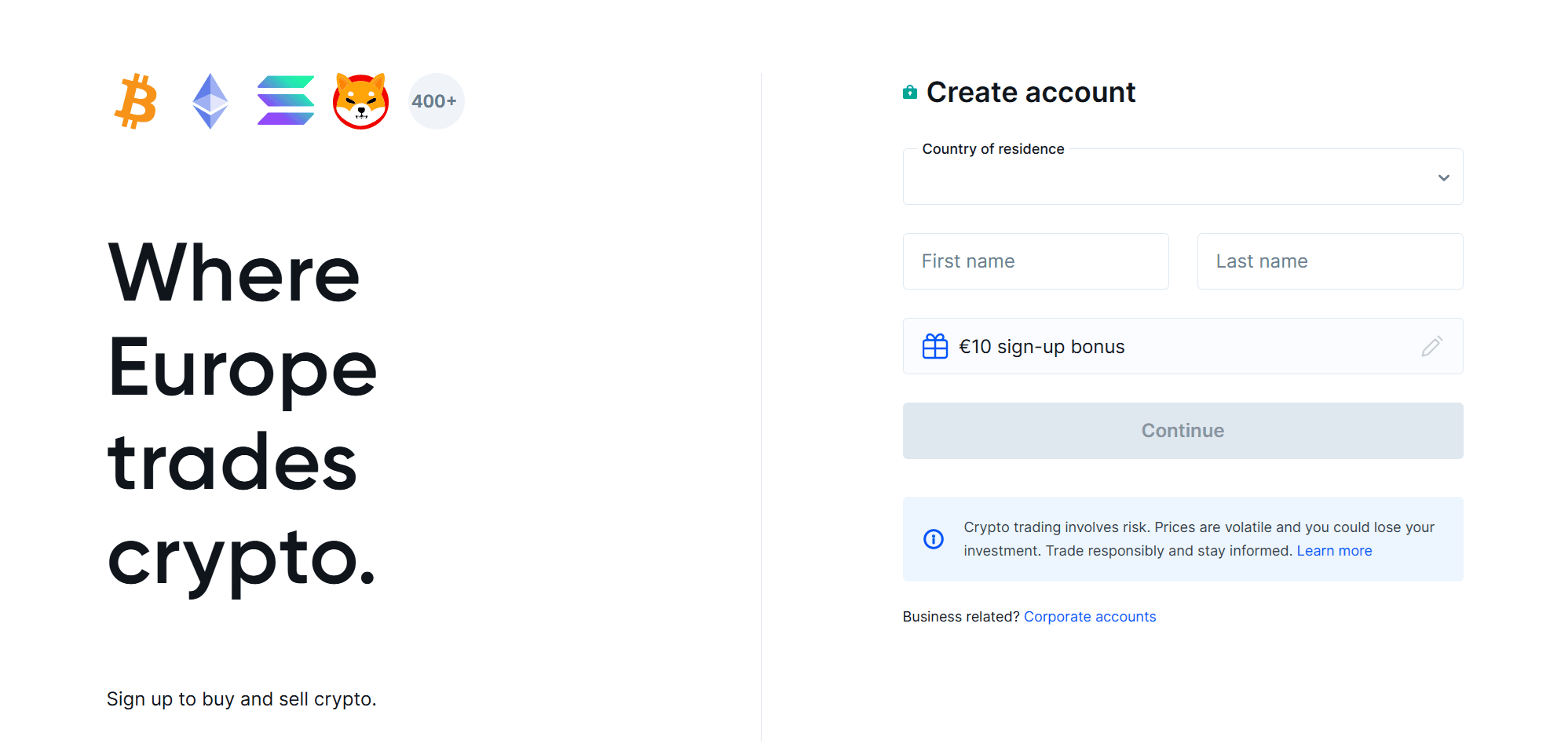 Στιγμιότυπο οθόνης του μπόνους εγγραφής Bitvavo με εξήγηση των €10 δωρεάν crypto και δωρεάν trading