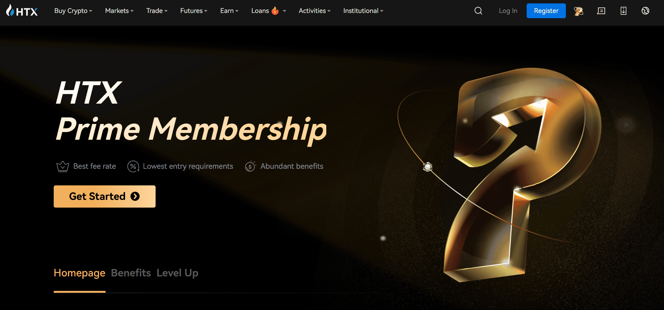 HTX Prime Level dashboard με fee tiers και εκπτώσεις