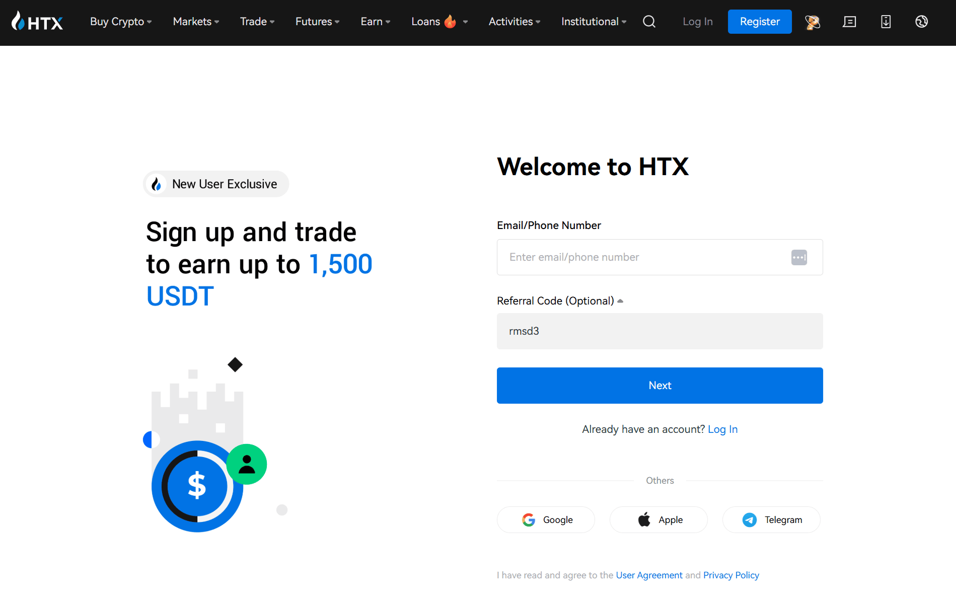 Πρόγραμμα παραπομπής HTX με δομή προμήθειας και mystery boxes