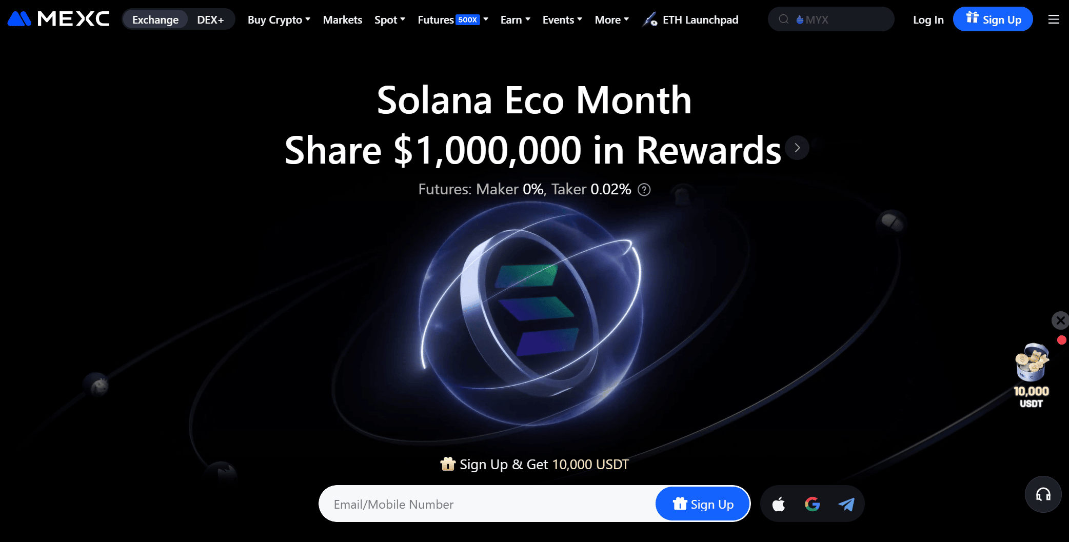 Ιστοσελίδα MEXC Exchange με πάνω από 2.000 κρυπτονομίσματα